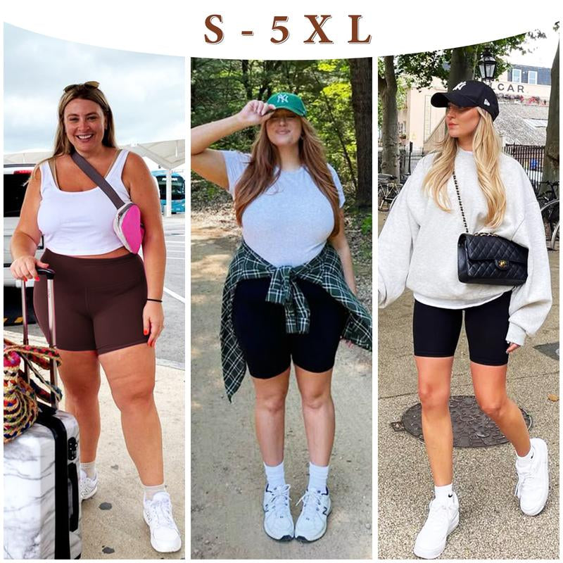 VILIGO 3-Pack 8" Biker Shorts for Women – High-Waisted Yoga Shorts with Tummy Control, Hidden Pocket, Stretchy & Soft, 75% Nylon, 25% Spandex, Perfect for Workout & Casual Wear