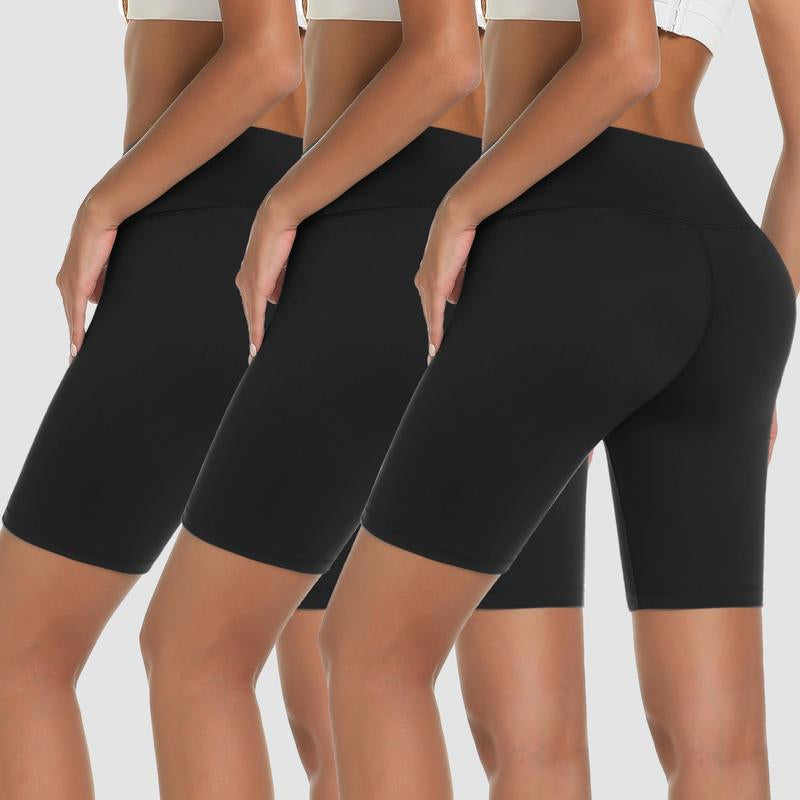 VILIGO 3-Pack 8" Biker Shorts for Women – High-Waisted Yoga Shorts with Tummy Control, Hidden Pocket, Stretchy & Soft, 75% Nylon, 25% Spandex, Perfect for Workout & Casual Wear