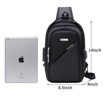 Hiking Daypack Shoulder Backpack Crossbody Sling Bag for Men, Chest Bags with USB Charger Port for Casual Camping Biking Travel Cycling