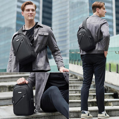 Hiking Daypack Shoulder Backpack Crossbody Sling Bag for Men, Chest Bags with USB Charger Port for Casual Camping Biking Travel Cycling