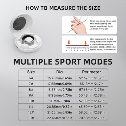 2.0 Smart Fitness Ring – Accurate Distance, Calories & Steps |Activity Tracking, Heart Rate, Sleep, Blood Oxygen& Menstrual Cycle Recording Wearable